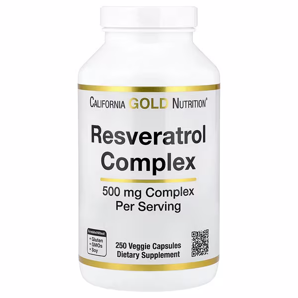 California Gold Nutrition, Resveratrol Complex with Grape Seed Extract, Red Wine Extract, and trans-Resveratrol, 250 Veggie Capsules