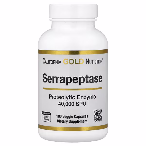 California Gold Nutrition, Serrapeptase, Proteolytic Enzyme, 40,000 SPUs, 180 Veggie Capsules