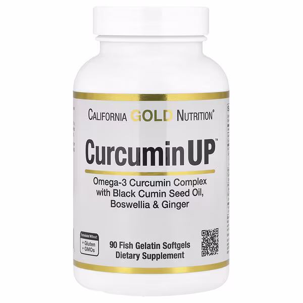 California Gold Nutrition, CurcuminUP™ with Omega-3 Curcumin Complex, Black Cumin Seed Oil, Boswellia and Ginger, 90 Fish Gelatin Softgels