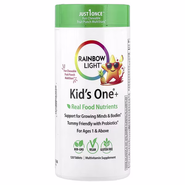 Rainbow Light, Kid's One+® Chewables, Ages 1 & Above, Fruit Punch, 120 Tablets