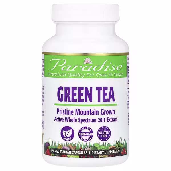Paradise Herbs, Green Tea, 120 Vegetarian Capsules (250 mg per Capsule)