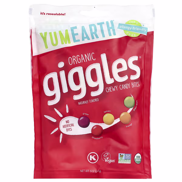 YumEarth, Organic Giggles™, Chewy Candy Bites, 5 oz (142 g)