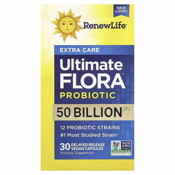 Renew Life, Ultimate Flora™ Probiotic, 50 Billion CFU, 30 Delayed Release Vegan Capsules