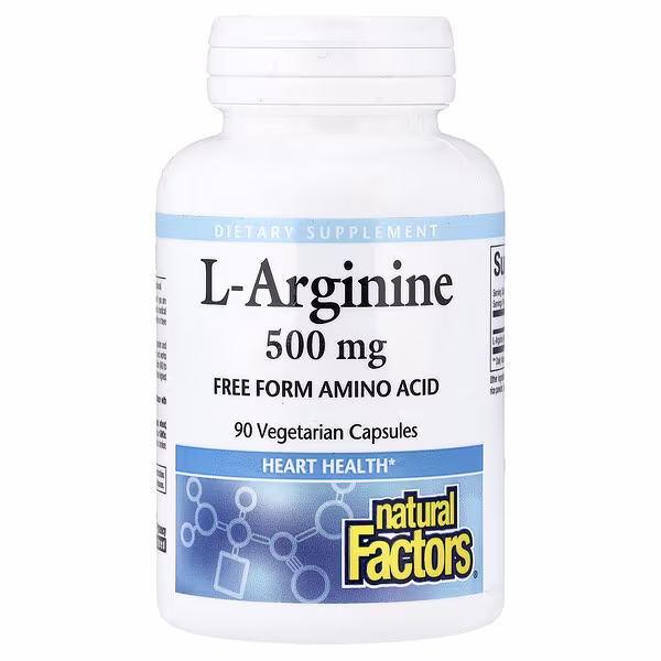 Natural Factors, L-Arginine, 500 mg, 90 Vegetarian Capsules