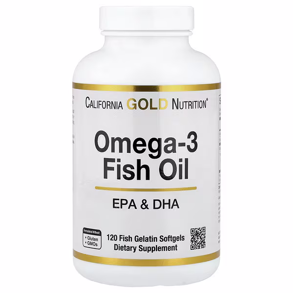 California Gold Nutrition, Omega-3 Fish Oil, 120 Fish Gelatin Softgels (1,250 mg per Softgel)