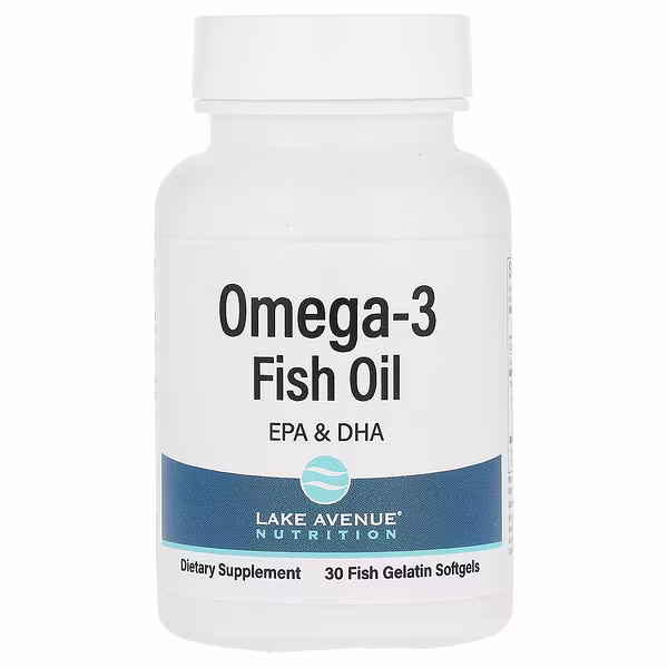 Lake Avenue Nutrition, Omega-3 Fish Oil, 30 Fish Gelatin Softgels (1,250 mg per Softgel)