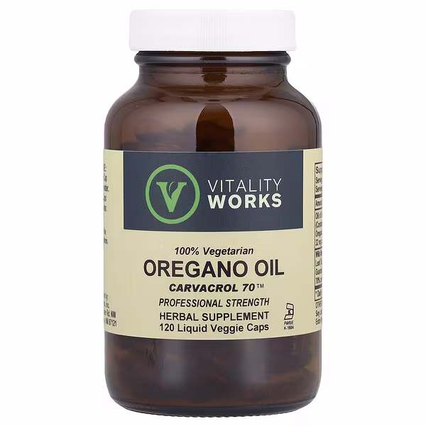 Vitality Works, Oregano Oil, Carvacrol 70™, 510 mg, 120 Liquid Veggie Caps