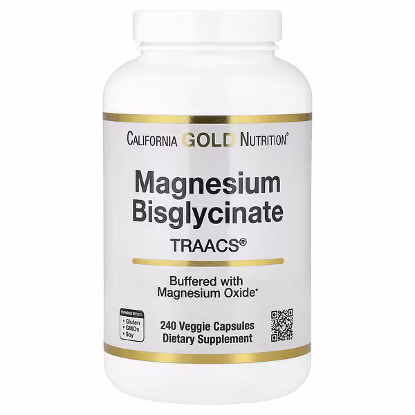 California Gold Nutrition, Magnesium Bisglycinate Chelate, Albion TRAACS®, 240 Veggie Capsules (100 mg per Capsule)