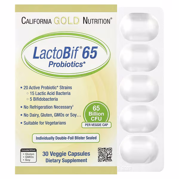 California Gold Nutrition, LactoBif® 65 Probiotics, 30 Veggie Capsules