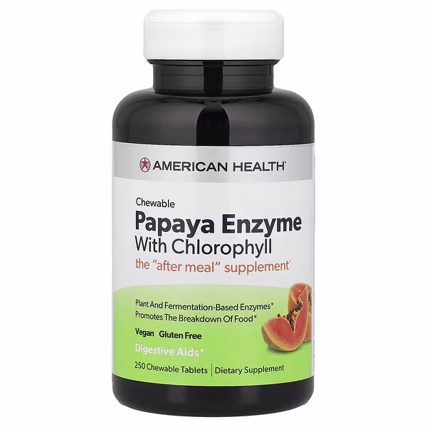 American Health, Chewable Papaya Enzyme with Chlorophyll, 250 Chewable Tablets