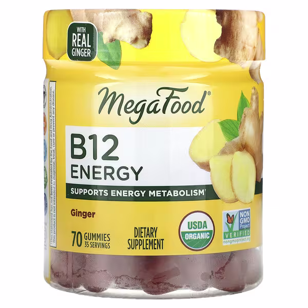MegaFood, B12 Energy, Ginger, 70 Gummies