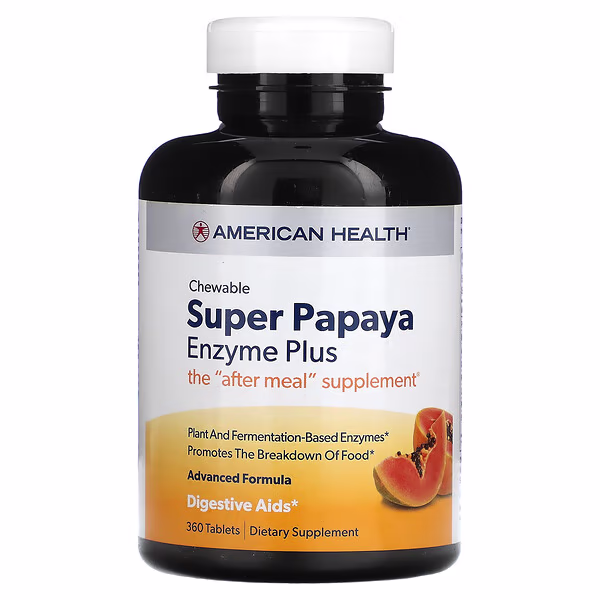 American Health, Chewable Super Papaya Enzyme Plus, 360 Tablets