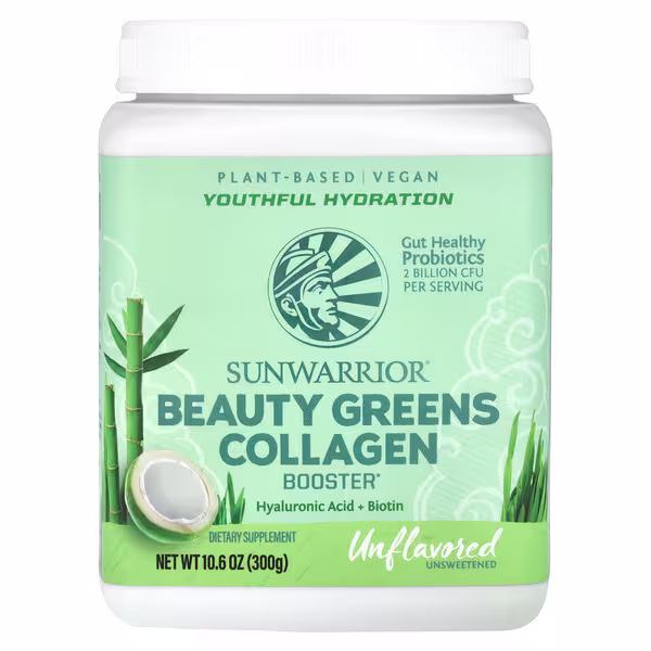 Sunwarrior, Beauty Greens Collagen Booster, Unflavored, 10.6 oz (300 g)