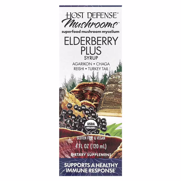 Host Defense, Mushrooms™, Elderberry Plus Syrup, 4 fl oz (120 ml)