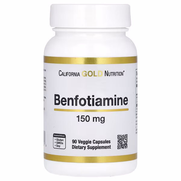 California Gold Nutrition, Benfotiamine with L-Leucine, 150 mg, 90 Veggie Capsules