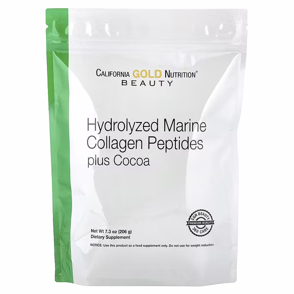 California Gold Nutrition, Hydrolyzed Marine Collagen Peptides with Cocoa, 7.3 oz (206 g)