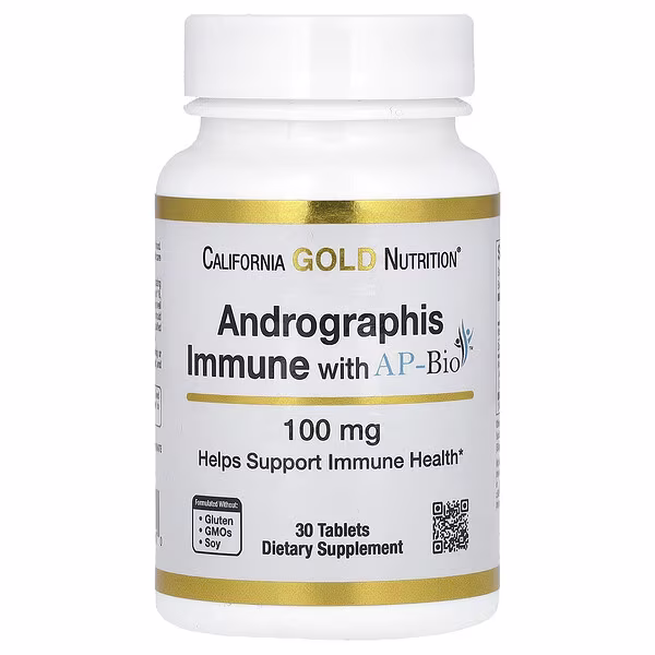 California Gold Nutrition, Andrographis Immune with AP-Bio, Andrographis Extract with Vitamin C and Zinc, 100 mg, 30 Tablets