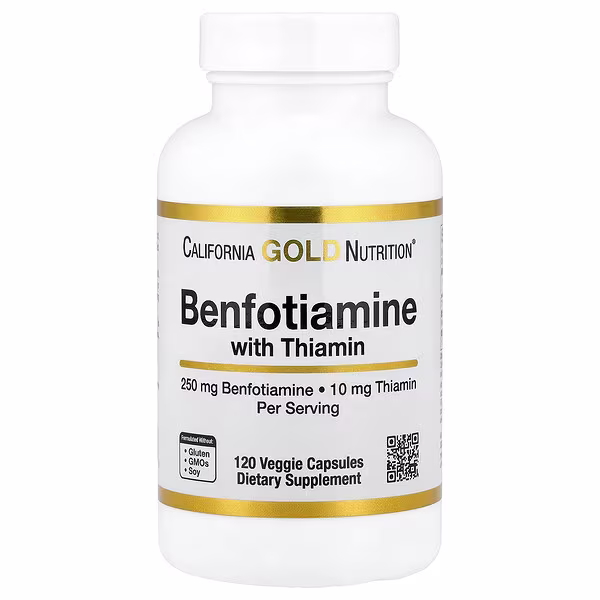 California Gold Nutrition, Benfotiamine with Thiamine, 250 mg, 120 Veggie Capsules