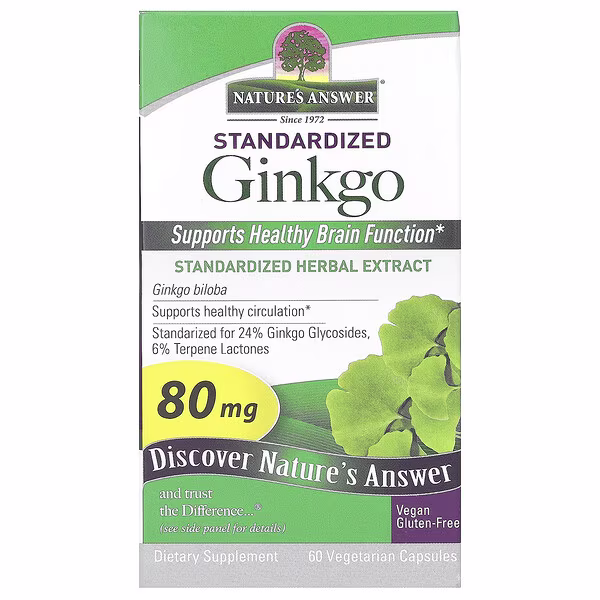 Nature's Answer, Standardized Ginkgo, 80 mg , 60 Vegetarian Capsules
