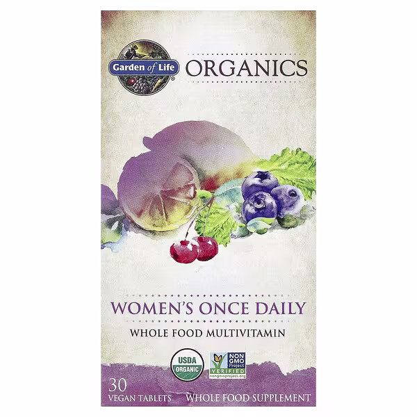 Garden of Life, Organics, Women's Once Daily, Whole Food Multivitamin, 30 Vegan Tablets