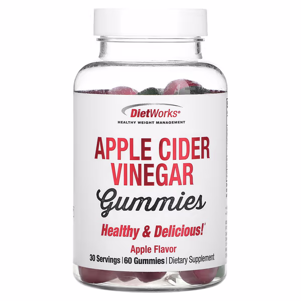 DietWorks, Apple Cider Vinegar Gummies, Apple Flavor, 60 Gummies