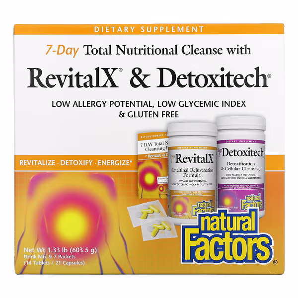 Natural Factors, 7-Day Total Nutritional Cleansing with RevitalX & Detoxitech, 1.33 lb (603.5 g)