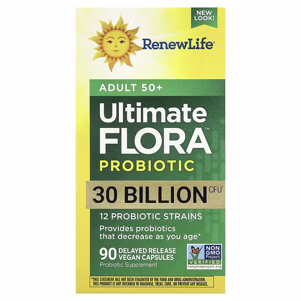 Renew Life, Ultimate Flora™ Probiotic, Adult 50+ , 30 Billion CFU, 90 Delayed Release Vegan Capsules