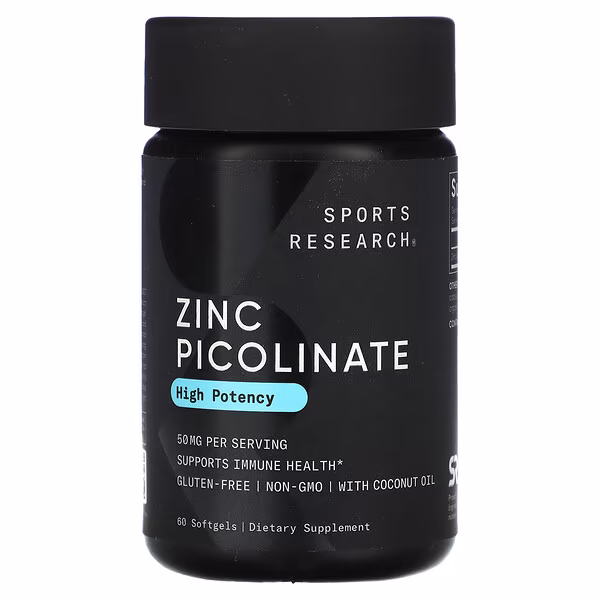 Sports Research, Zinc Picolinate, High Potency , 50 mg, 60 Softgels