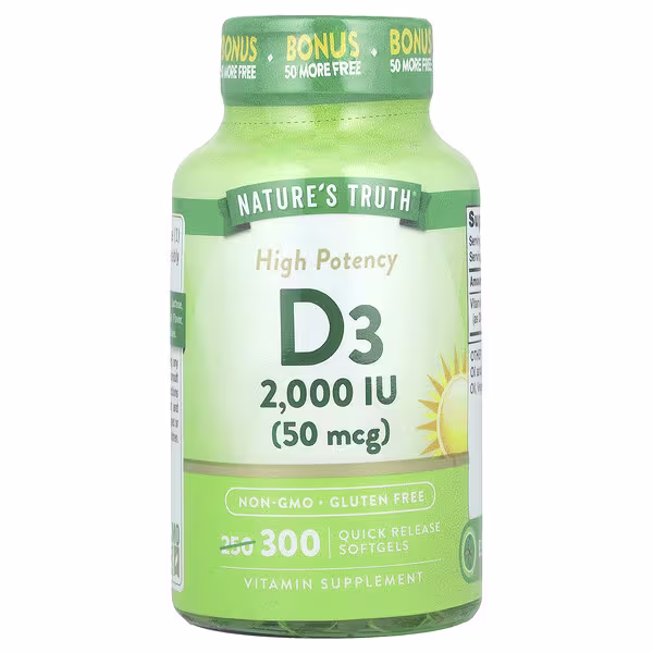 Nature's Truth, Vitamin D3, High Potency, 50 mcg (2,000 IU), 300 Quick Release Softgels