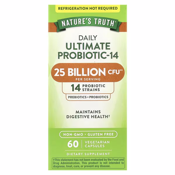 Nature's Truth, Daily Ultimate Probiotic-14, 25 Billion CFU, 60 Vegetarian Capsules