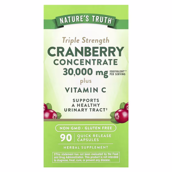 Nature's Truth, Cranberry Concentrate Plus Vitamin C, Triple Strength, 90 Quick Release Capsules