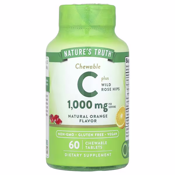 Nature's Truth, Vitamin C Plus Wild Rose Hips, Natural Orange, 60 Chewable Tablets