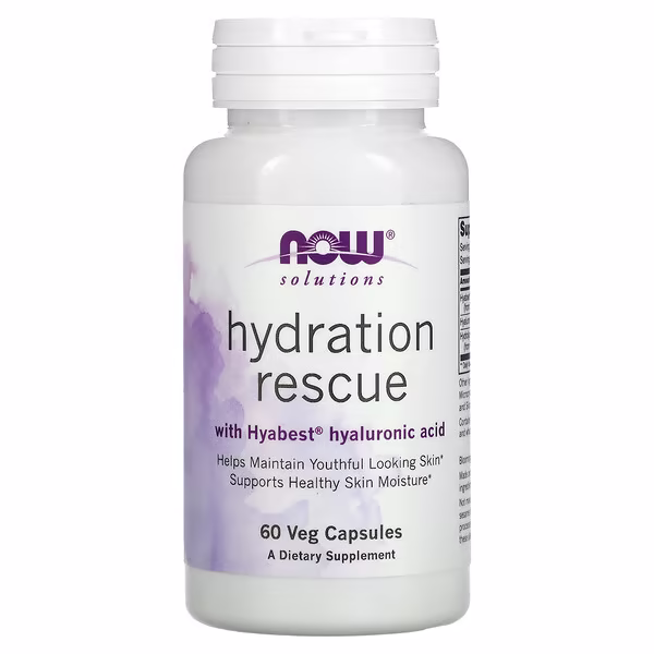 NOW Foods, Solutions, Hydration Rescue with Hyabest® Hyaluronic Acid, 60 Capsules