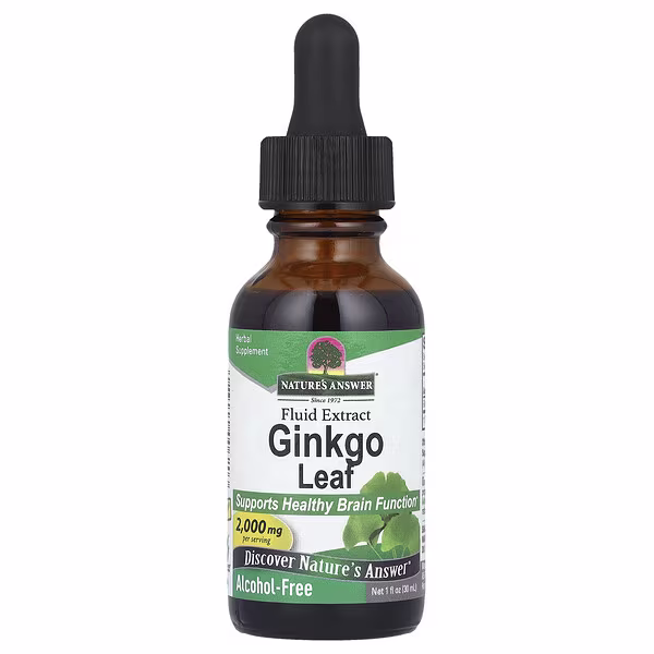 Nature's Answer, Ginkgo Leaf Fluid Extract, Alcohol-Free, 2,000 mg, 1 fl oz (30 mL)