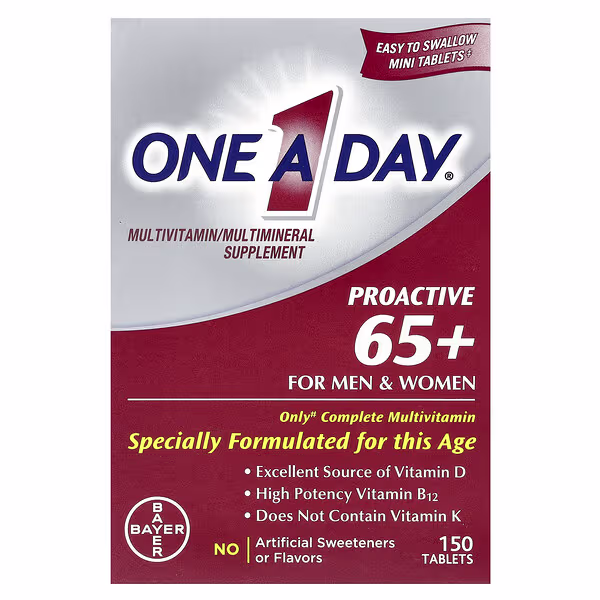 One-A-Day, Proactive 65+ For Men & Women, Multivitamin/Multimineral Supplement, 150 Tablets