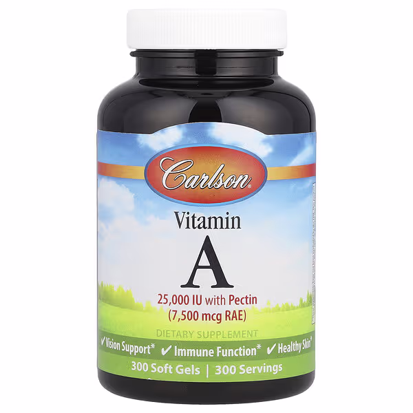 Carlson, Vitamin A, 7,500 mcg RAE (25,000 IU), 300 Soft Gels
