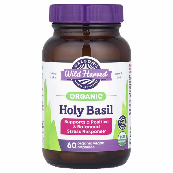 Oregon's Wild Harvest, Organic Holy Basil, 60 Vegan Capsules (400 mg per Capsule)