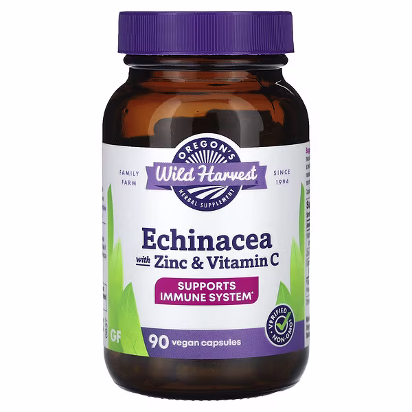 Oregon's Wild Harvest, Echinacea with Zinc and Vitamin C, 90 Vegan Capsules