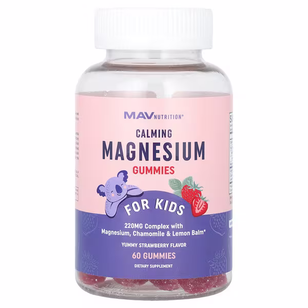 MAV Nutrition, Calming Magnesium Gummies, For Kids, Yummy Strawberry, 60 Gummies