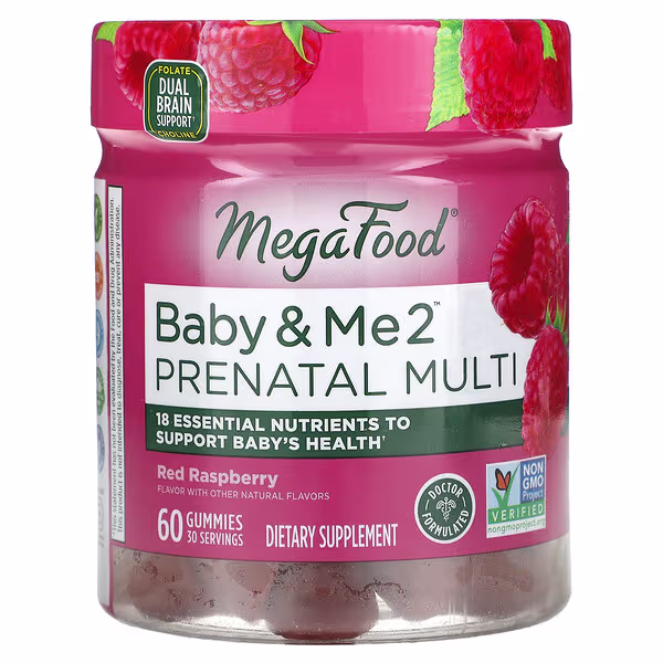 MegaFood, Baby & Me 2, Prenatal Multi, Red Raspberry, 60 Gummies