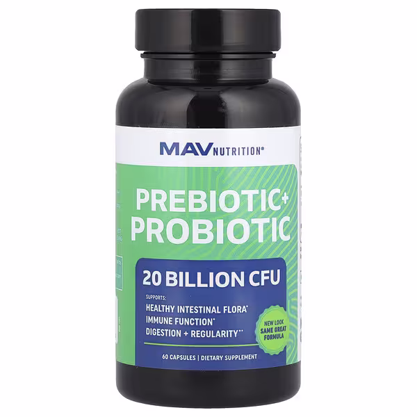MAV Nutrition, Prebiotic + Probiotic, 60 Capsules