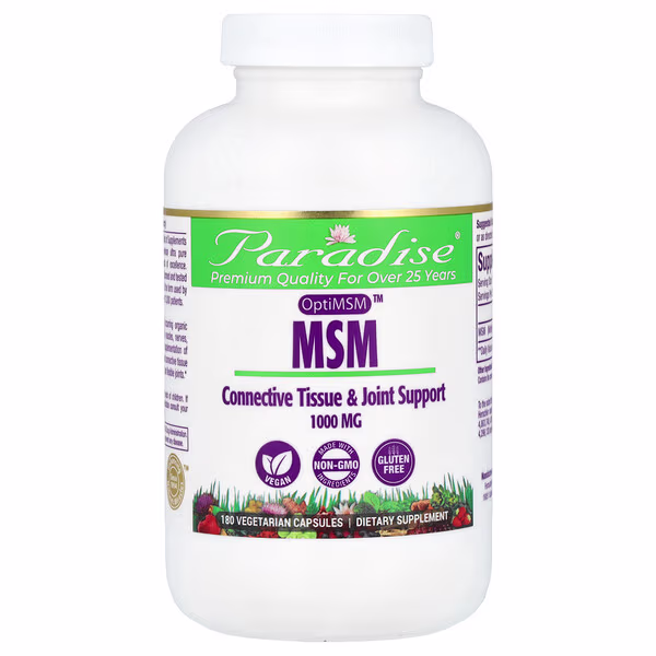 Paradise Herbs, OptiMSM™, MSM, 1,000 mg, 180 Vegetarian Capsules