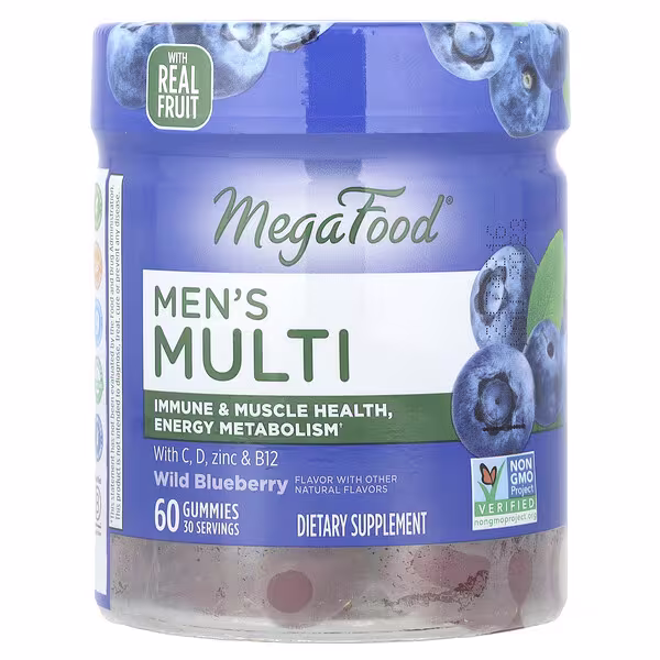 MegaFood, Men's Multi, Wild Blueberry, 60 Gummies
