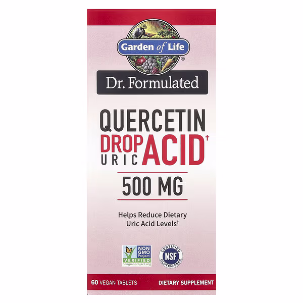 Garden of Life, Dr. Formulated, Quercetin Drop Uric Acid, 500 mg, 60 Vegan Tablets