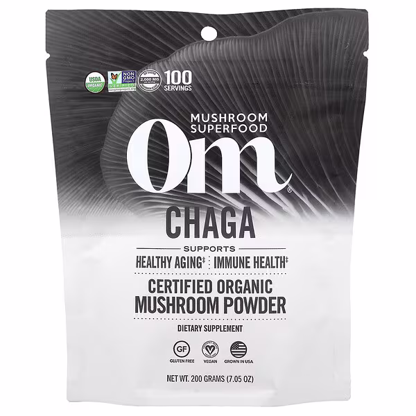 Om Mushrooms, Certified Organic Mushroom Powder, Chaga, 7.05 oz (200 g)