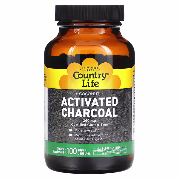 Country Life, Activated Charcoal, 260 mg, 100 Vegan Capsules