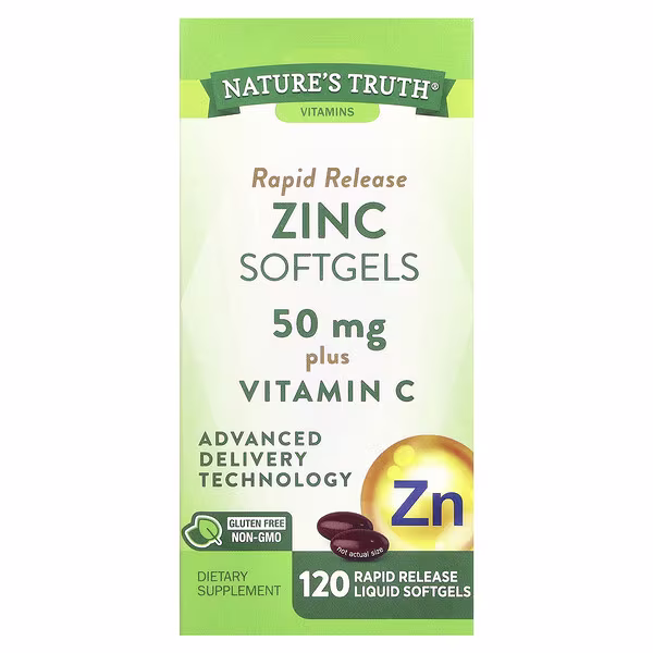 Nature's Truth, Zinc Plus Vitamin C, Rapid Release , 120 Rapid Release Liquid Softgels