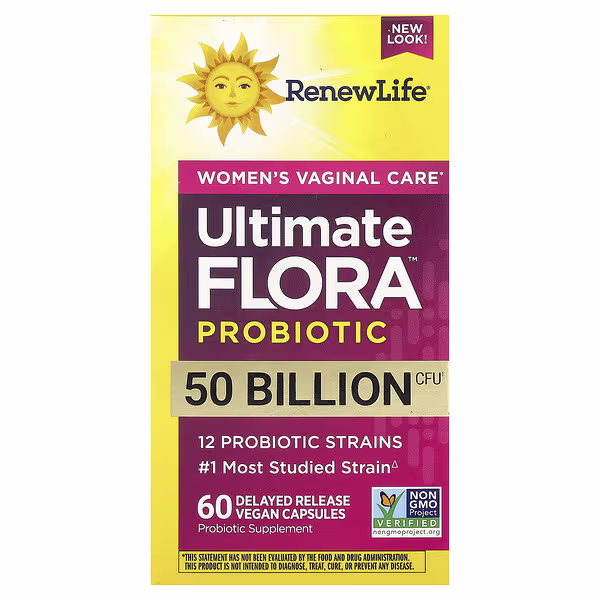 Renew Life, Ultimate Flora™ Probiotic, Women's Vaginal Care , 50 Billion CFU, 60 Delayed Release Vegan Capsules