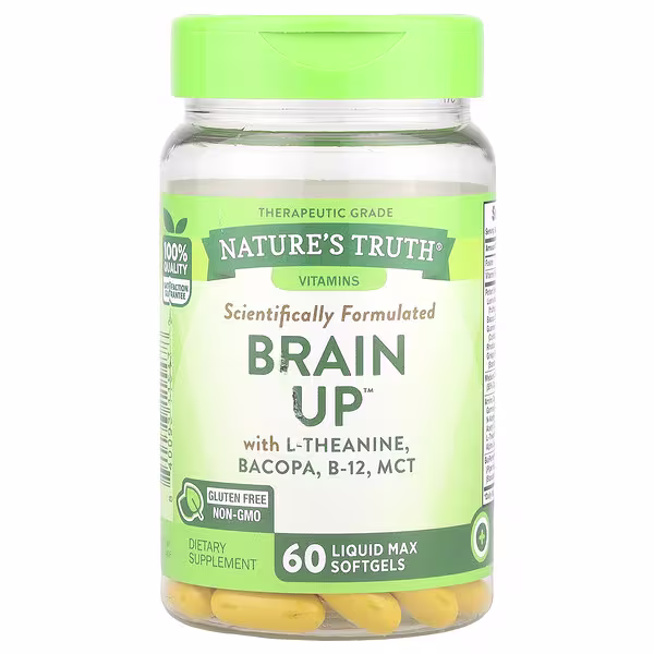 Nature's Truth, Brain Up™, With L-Theanine, Bacopa, B-12, MCT, 60 Liquid Max Softgels
