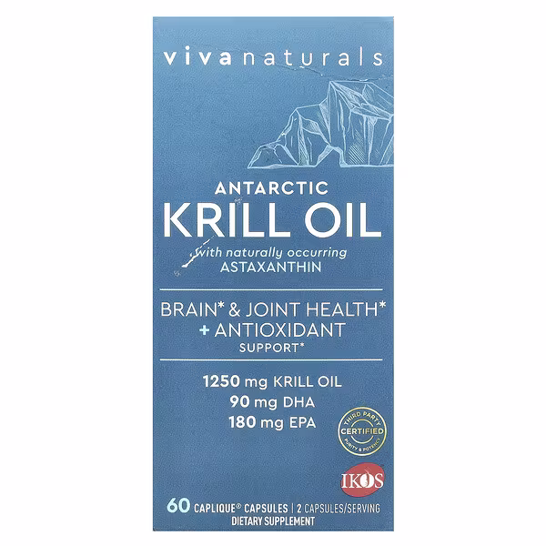 Viva Naturals, Antarctic Krill Oil with Astaxanthin, 60 Caplique® Capsules